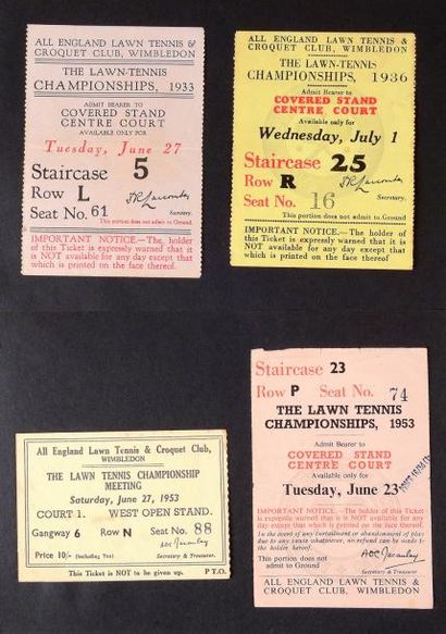 null Ensemble d'environ 45 billets des Internationnaux de Wimbledon entre 1933 et...