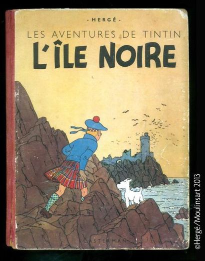 HERGÉ TINTIN 07. L'ÎLE NOIRE. A18 - 1942 Édition dite «Grande image». Album noir...