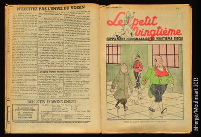 HERGÉ PETIT VINGTIÈME 3. ANNÉE COMPLÈTE 1939 (1 À 52). Deux reliures amateur. Les...