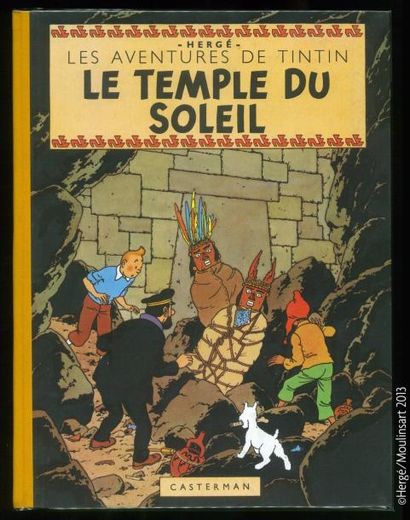 HERGÉ TINTIN 14. LE TEMPLE DU SOLEIL. B3. EO Edition originale. Dos jaune. Deux symboles...