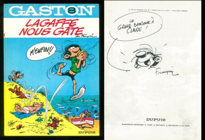 FRANQUIN GASTON 08. Edition originale enrichie d'un dessin-dédicace de Gaston et...