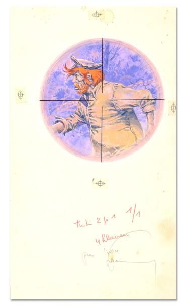 HERMANN Huppen BERNARD PRINCE Gouache pour la couverture du journal Tintin n° 1211...