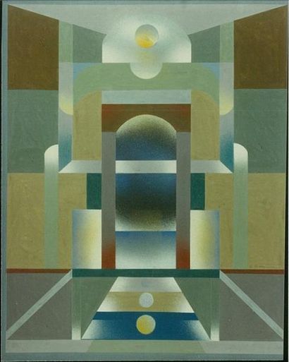 BRAUN Bernade (1935-) Temple (.wi.tynia) Huile 73 X 90 cm