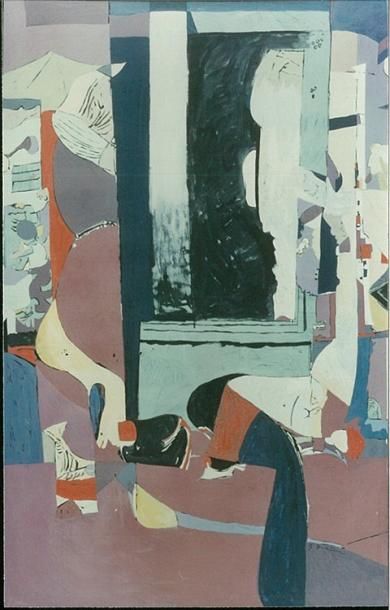 BRAUN Bernade (1935-) Fenetre (Okno) Huile 100 X 150 cm