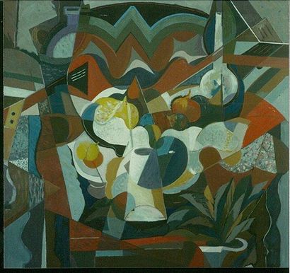 BRAUN Bernade (1935-) Nature morte (Martwa natura) Huile 72 X 72 cm