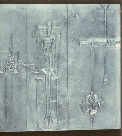 PLESKOWSKI Stanislaw Digue II (Molo II) Zinc 14 X 20 cm Plaquette