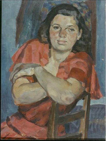 KRAJEWSKA Helena (1910-1988) Portrait de femme (Portret Kobiety) Huile 45 X 34 c...