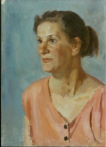 KRAJEWSKI Julius (1905-1992) Portrait de femme (Portret Kobiety) Huile 26 X 19 c...