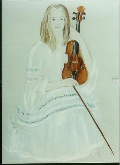 ZBROZEK-CHMIELINSKA Izabela (XX° s.) Petite fille au violon (Dziewczynka ze skrzypcami)...