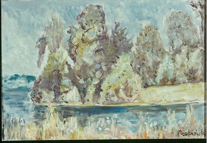 RZEPINSKI Czeslaw Paysage avec lac I (Pejza¿ z jeziorem I) Huile 45 X 64 cm