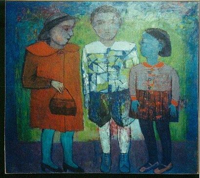PATALITA Lucyna (1955-) Une Famille (Rodzina) Huile 65 X 73 cm