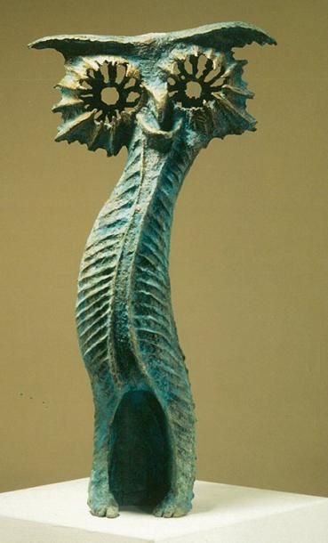 CHROMY Bronislaw Chouette (Sowa) Bronze 51 X 27 cm