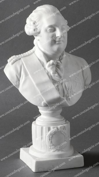 null Louis XVI, roi de France. Buste en biscuit le représentant reposant sur un socle...