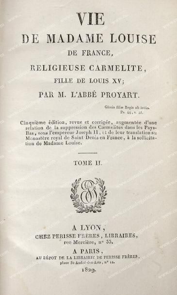 Proyart Abbé Vie de Madame Louise de France, religieuse carmélite, fille de Louis...