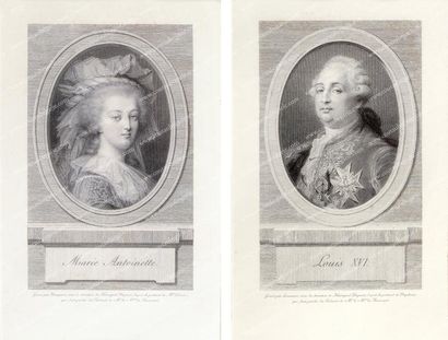 null Louis XVI et Marie-Antoinette. Paire de gravures signées Levasseur, exécutées...