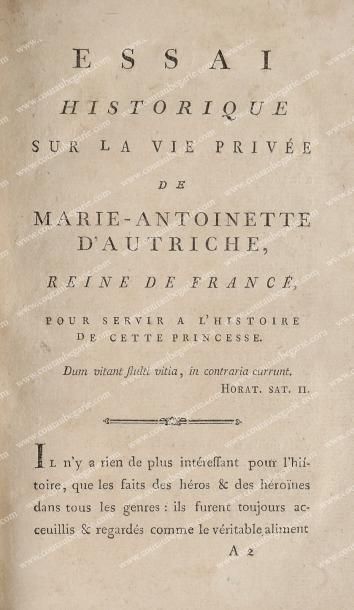 null Pamphlet intitulé: «Essai historique sur la vie de la Marie-Antoinette d'Autriche,...