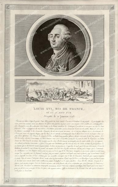 null Louis XVI, roi de France. Gravure ancienne d'époque signée Levachez à Paris,...