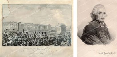 null Mort du roi Louis XVI. Gravure ancienne d'époque signée Helman, à Paris, d'après...