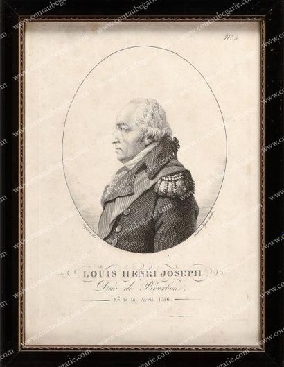 Louis VI Joseph de Bourbon, prince de Condé (1756-1830) Gravure signée Frédéric Lignon,...