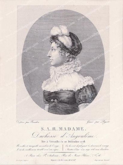 null Marie-Thérèse, duchesse d'Angoulême (1778-1851). Gravure par Pigeot d'après...