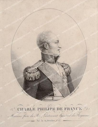 null Charles X, roi de France. Gravure par Frédéric Lignon, intitulée «Charles Philippe...