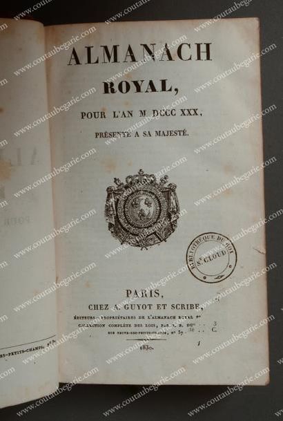 null Almanach royal pour l'année 1830, publié à Paris, chez Guyot et Sribe, in-8,...
