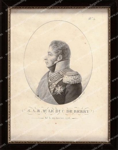 null Ferdinand, duc de Berry. Gravure signée Frédéric Lignon, représentant le prince...