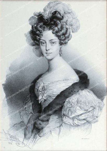 null Marie-Caroline, duchesse de Berry. Lithographie signée G. Grevedon, datée 1835,...