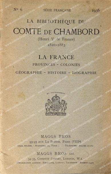 null Bibliothèque du comte de Chambord (Henri V de France (1820-1883)). Catalogue...