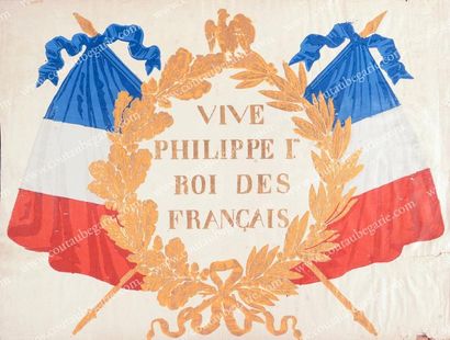 null Louis-Philippe, roi des Français. Rare affiche de propagande en papier peint...