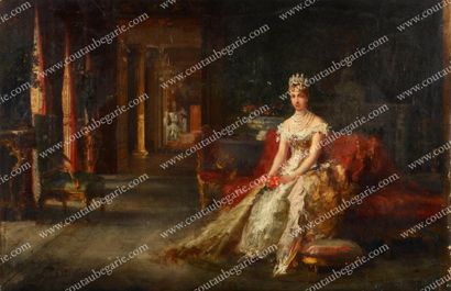 CASTIGLIONE (école italienne du XIXe siècle) Portrait de la reine Marguerite de Savoie...