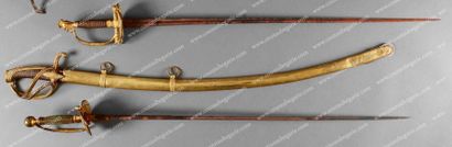 null Sabre de cavalerie de ligne, modèle 1822, monture laiton doré à quatre branches...