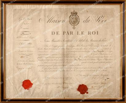null Brevet de «marchand linger» établi par la Maison du Roi en 1819, à M. Claude...
