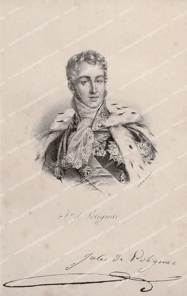 Jules, prince de POLIGNAC (1780-1847) Lithographie de Delpech, le représentant en...