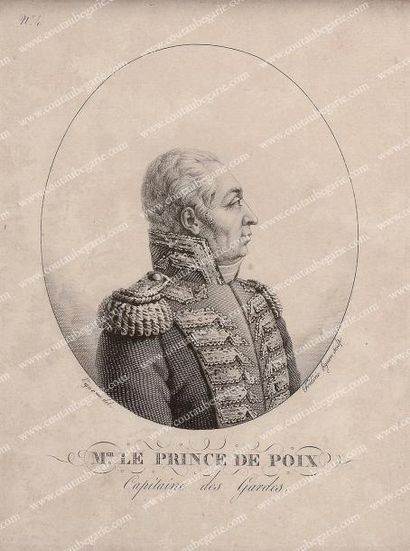 Prince de Poix, capitaine des Gardes Gravure de Frédéric Ligon, le représentant en...