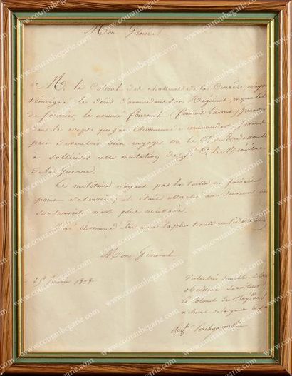 Auguste du Vergier de La Rochejaquelein (1784-1868) Lettre autographe signée «Auguste...