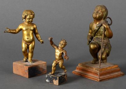 null Deux bronzes représentant des enfants et une figure de Saint Jean Baptiste enfant....