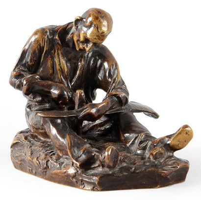 Aimé Jules DALOU (1838-1902) Le faucheur Bronze à patine médaille. Susse Frères Editeurs...