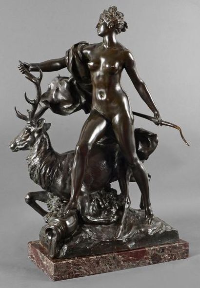 Henri Edouard LOMBARD (1855-1929) Important groupe en bronze patiné représentant...
