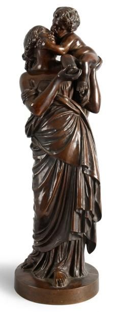 Charles CUMBERWORTH, milieu du XIXe siècle Maternité. Bronze néoclassique à patine...
