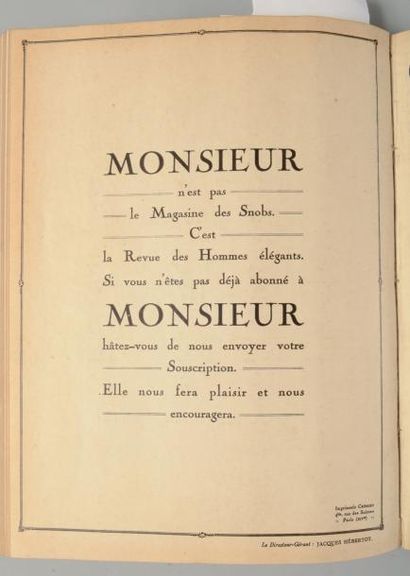 null Monsieur, 1920-1923, revue des élégances des bonnes manières&de tout ce qui...