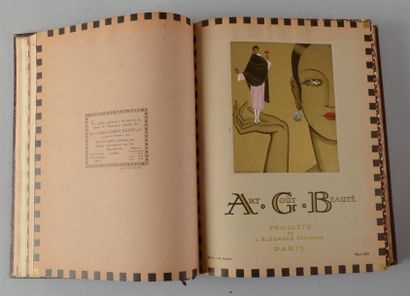 null A. G. B, Feuillets de l'Elégance féminine, 1928-1929, 24 numéros reliés en deux...