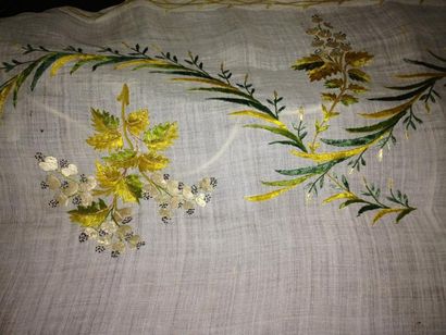 null Volant d'une robe en mousseline brodée, vers 1790, coton crème, broderie soie...