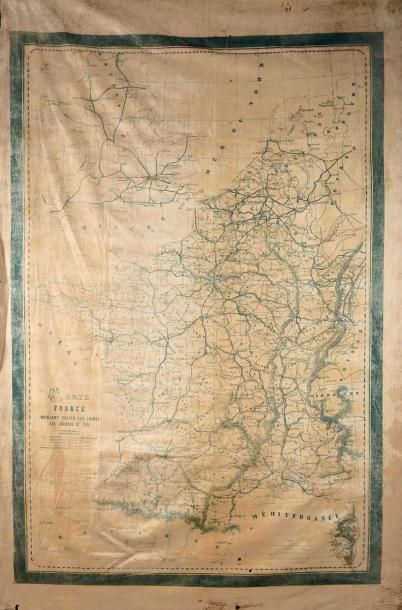null Carte de France indiquant toutes les lignes des chemins de fer, vers 1850-1860,...
