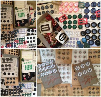 null Réunion de boutons, vers 1930-1940, la plupart sur cartes, 204 boutons concaves...