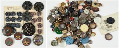 null Une centaine de boutons, 1850-1930 environ, tous matériaux et toutes techniques...