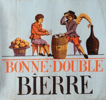 null Bonne double Bierre, affichette publicitaire, attribuée à la manufacture Paulot-Carré...