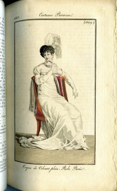 null Journal des dames et des modes, année 1813, 84 planches en couleurs. In-8, demi-basane...