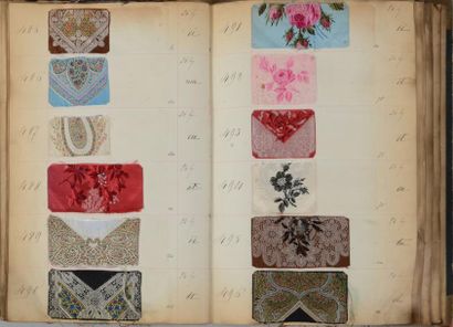 null Album d'échantillons de rubans, vers 1870-1880, unis et surtout façonnés soie;...