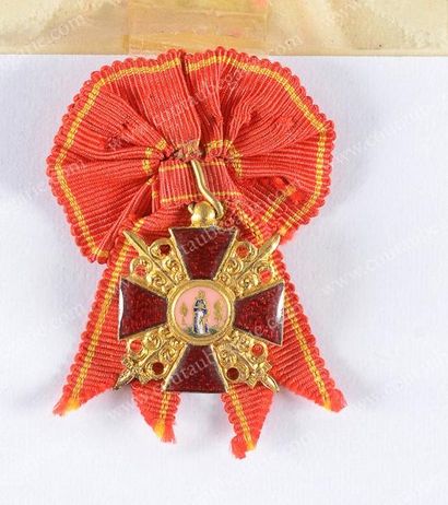 null Ordre de Sainte Anne, de 2e classe. Modèle miniature, avec ruban et rosette....